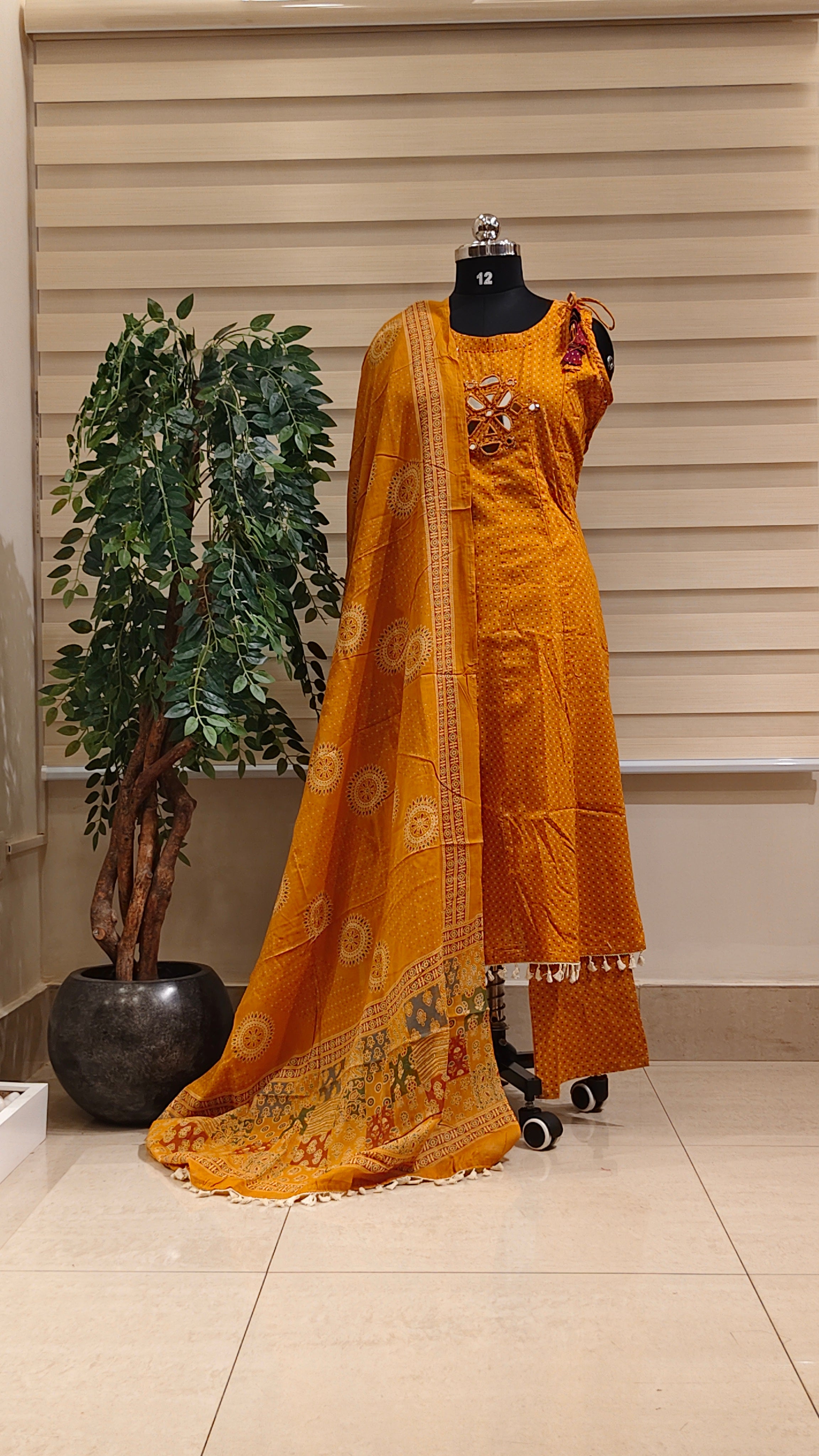 Readymade churidar set Mirror work